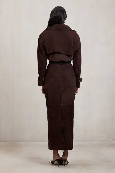 Deme By Gabriella Alexis Suede Wrap Maxi Dress