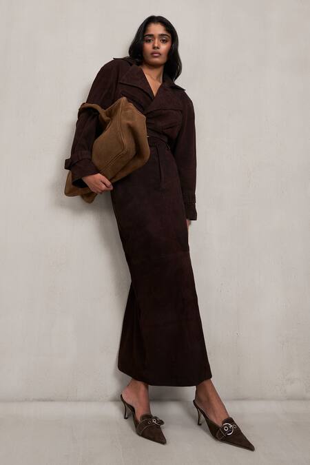 Deme By Gabriella Alexis Suede Wrap Maxi Dress