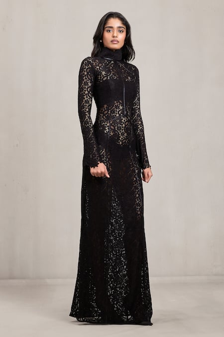 Buy Deme By Gabriella Black Lace High Neck Melora Long Sleeve Maxi Dress Online at Aza Fashions Buy_Deme By Gabriella_Black Lace High Neck Melora Long Sleeve Maxi Dress _Online_at_Aza_Fashions