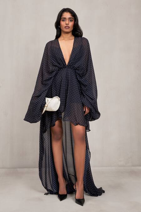 Deme By Gabriella Noelle Polka Dot Chiffon High Low Dress