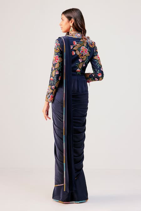 Rishi And Soujit Thread Embroidered Draped Saree & Blouse 