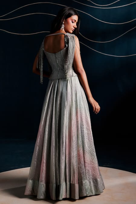 Rishi And Soujit Hand Embroidered Corset & Lehenga 