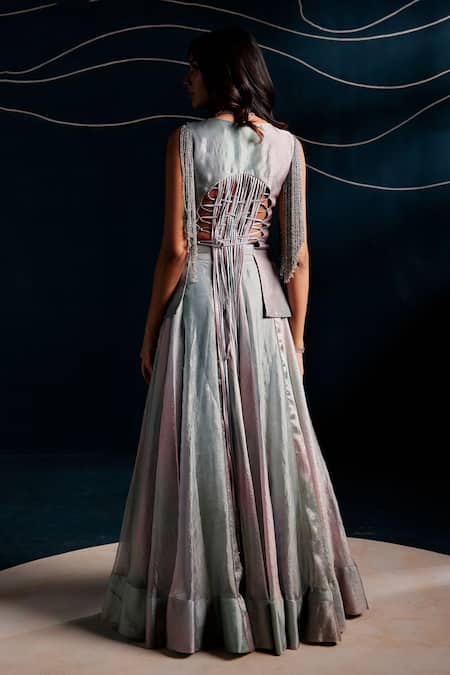 Rishi And Soujit Hand Embroidered Jacket & Lehenga Set 