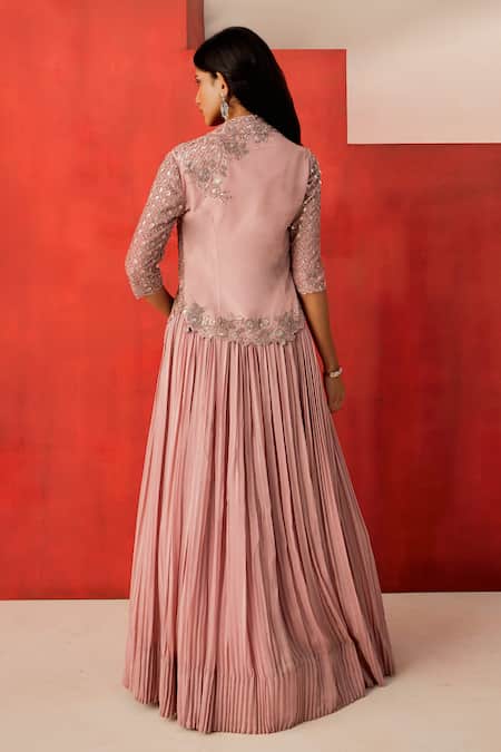 Rishi And Soujit Floral Embroidered Jacket Lehenga Set 