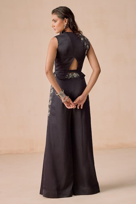 Rishi And Soujit Embroidered Waistcoat & Flared Pant Set 