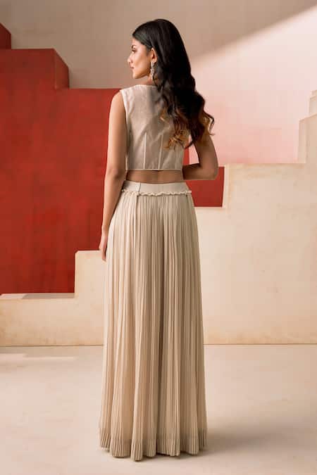 Rishi And Soujit Embroidered Corset & Gathered Pant Set 