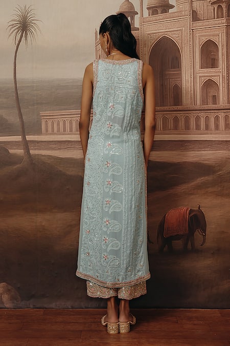 Sabe Nusra Embroidered Jacket Palazzo Set 