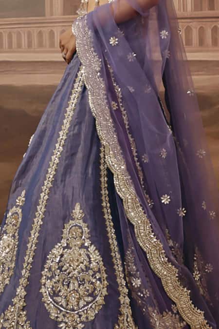 Buy_Sabe_Purple Tissue, Net Sequins, Pearls, Metallic Khwahish Embroidered Lehenga Set _Online_at_Aza_Fashions