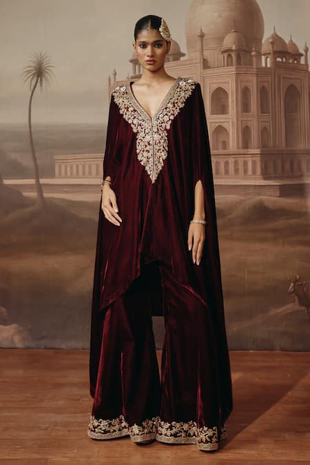 Sabe Rukhsar Embroidered Kaftan & Bell Bottom Pant Set 