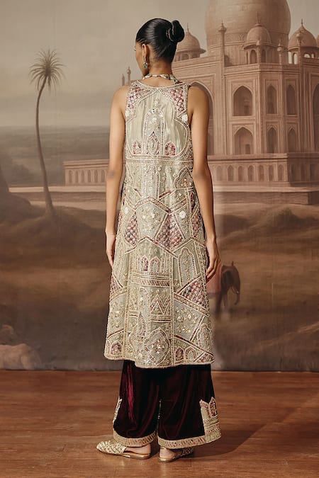 Sabe Zohra Embroidered Jacket Palazzo Set 
