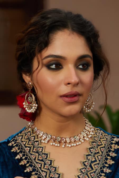 Queens Jewels Regal Navratan Jadau Choker Necklace Set 