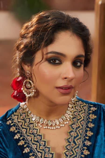 Buy Queens Jewels Multi Color Beads, Pearls, Gemstones Regal Navratan Jadau Choker Necklace Set Online at Aza Fashions Buy_Queens Jewels_Multi Color Beads, Pearls, Gemstones Regal Navratan Jadau Choker Necklace Set _Online_at_Aza_Fashions