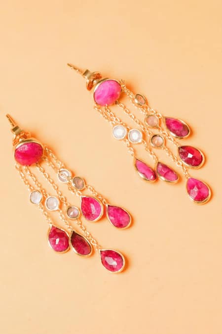Queens Jewels Pink Petal Drop Earrings 