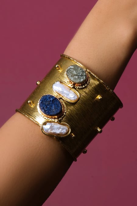 Queens Jewels Semi Precious Stone Adjustable Cuff 