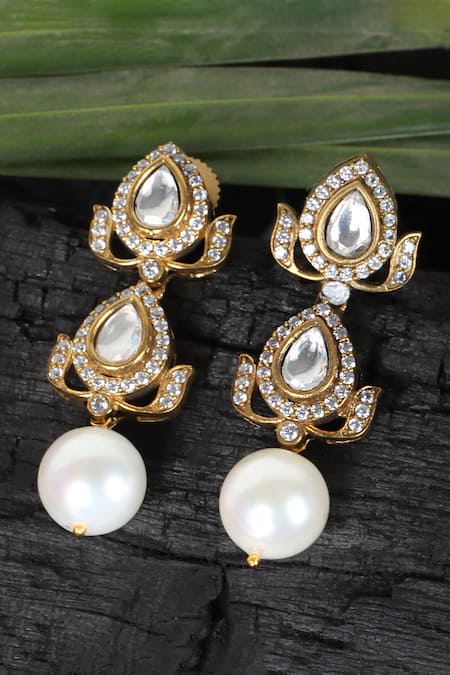 Queens Jewels Double Polki Dangler Earrings 