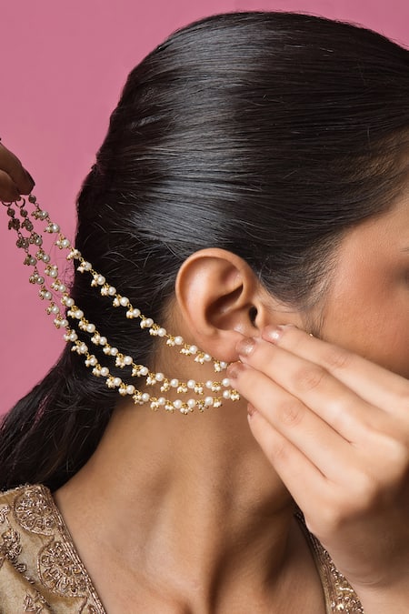 Queens Jewels Exquisite Heavy Piroi Kanauti Pair of Ear Chains