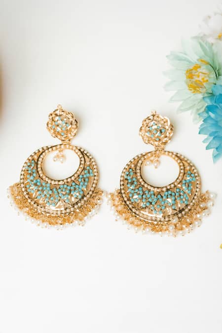 Queens Jewels Feroza Jadau Chaandbali Earrings 