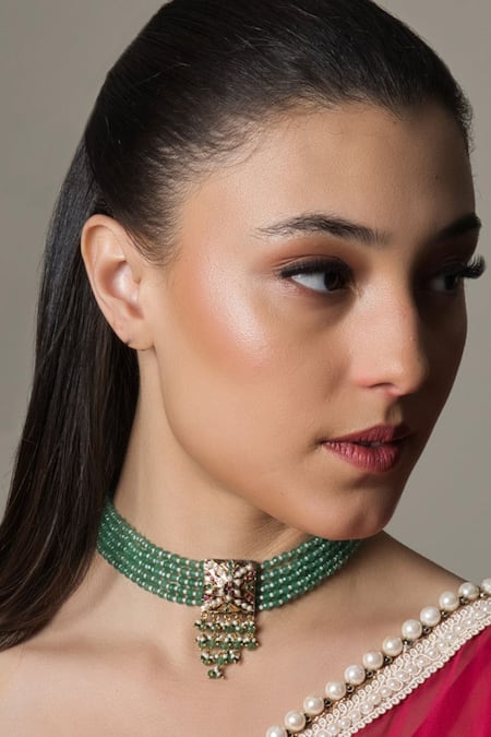 Queens Jewels Chic Square Tukdi Mint Green Choker 