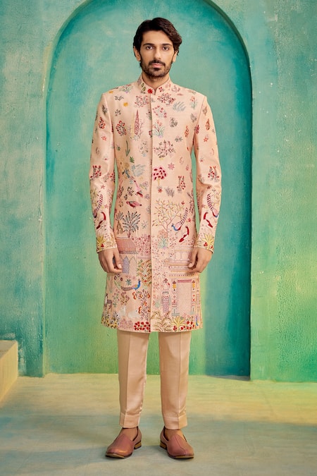 Millionaire Floral Embroidered Sherwani Set 