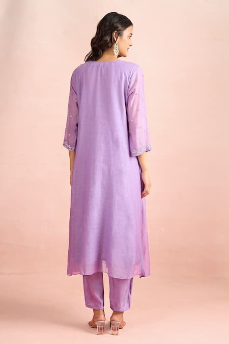 Samyukta Singhania Pintucked Embroidered Straight Kurta Set 