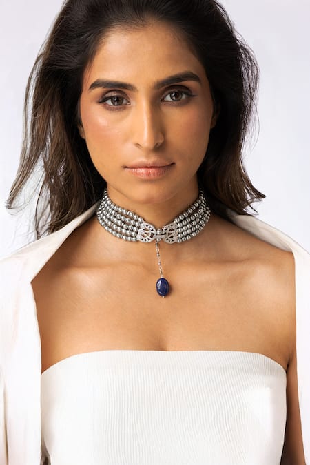 Joules By Radhika Blue Stone Drop Necklace 