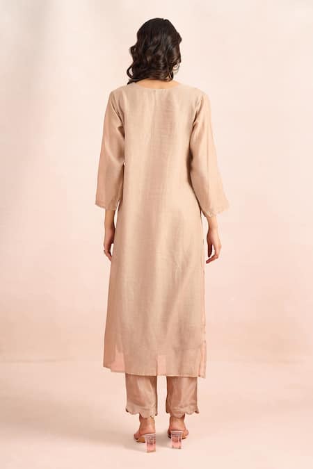 Samyukta Singhania Placed Embroidered Mul Kurta Set 