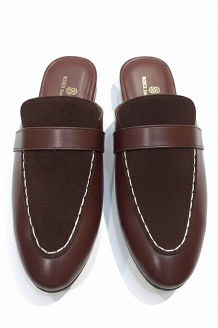 SCHON ZAPATO Brown Half Show Slip-On Loafers 
