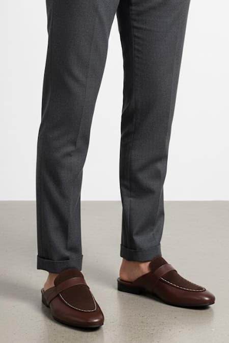 SCHON ZAPATO_Brown Half Show Slip-on Loafers _Online_at_Aza_Fashions