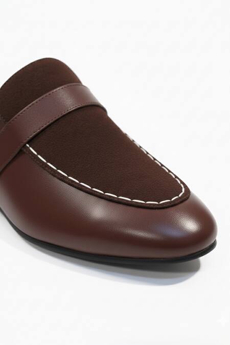Shop_SCHON ZAPATO_Brown Half Show Slip-on Loafers _Online_at_Aza_Fashions