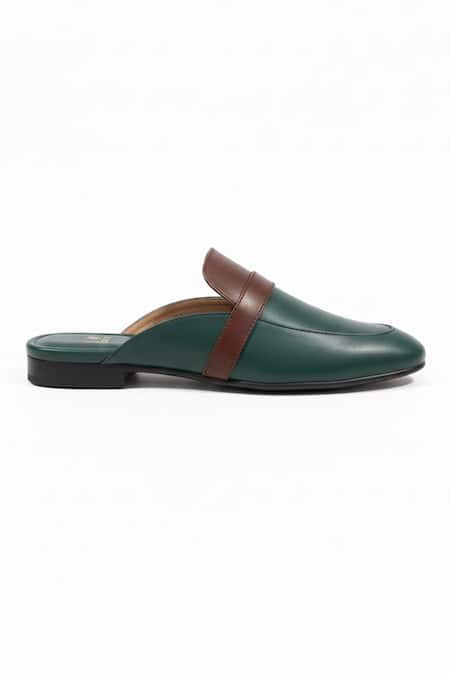 Buy_SCHON ZAPATO_Green Half Shoe Slip-on Loafers _Online_at_Aza_Fashions