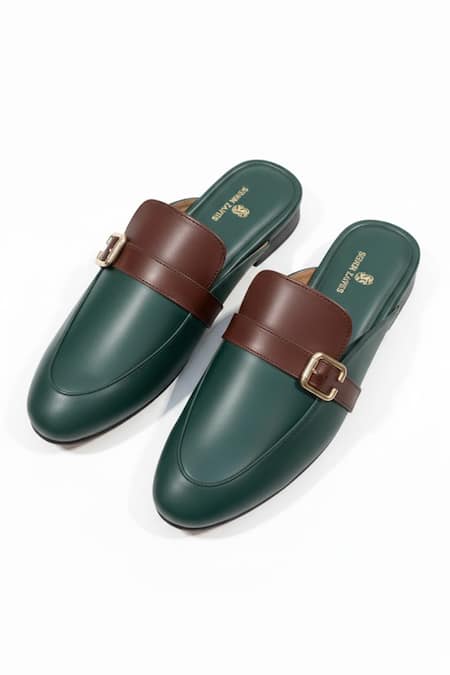 SCHON ZAPATO Green Half Shoe Slip-on Loafers 