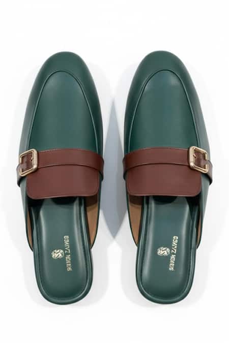 SCHON ZAPATO Green Half Shoe Slip-on Loafers 