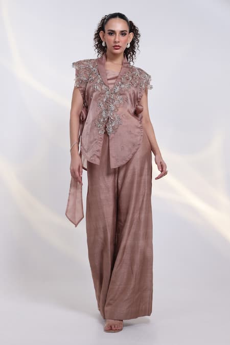 Smriti By Anju Agarwal Glint Embroidered Jacket & Pant Set 