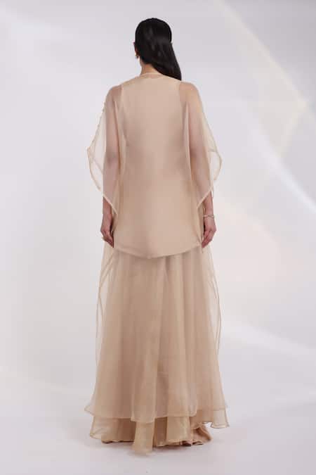 Smriti By Anju Agarwal Auric Embroidered Kaftan Palazzo Set 