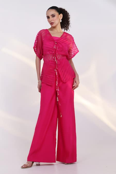 Smriti By Anju Agarwal Synora Sheer Overlay & Trouser Set 