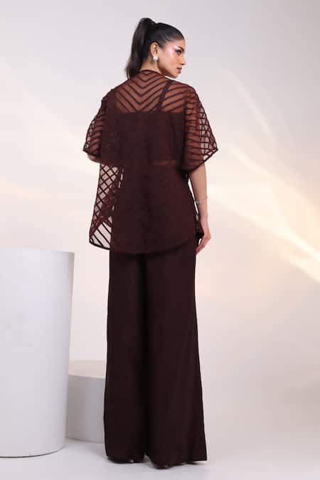 Smriti By Anju Agarwal Synora Sheer Overlay & Trouser Set 