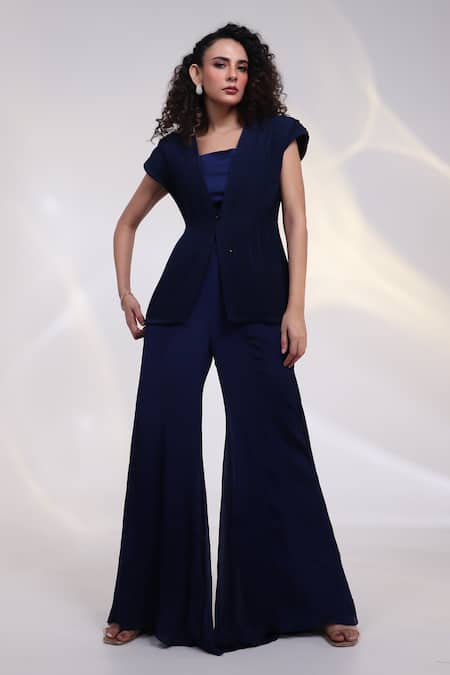 Smriti By Anju Agarwal Stellar Corded Pleat Fall Jacket & Pant Set 