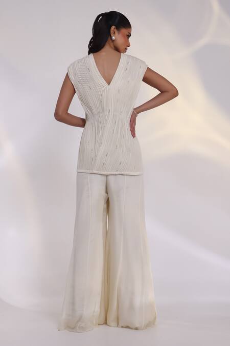 Smriti By Anju Agarwal Stellar Corded Pleat Fall Jacket & Pant Set 