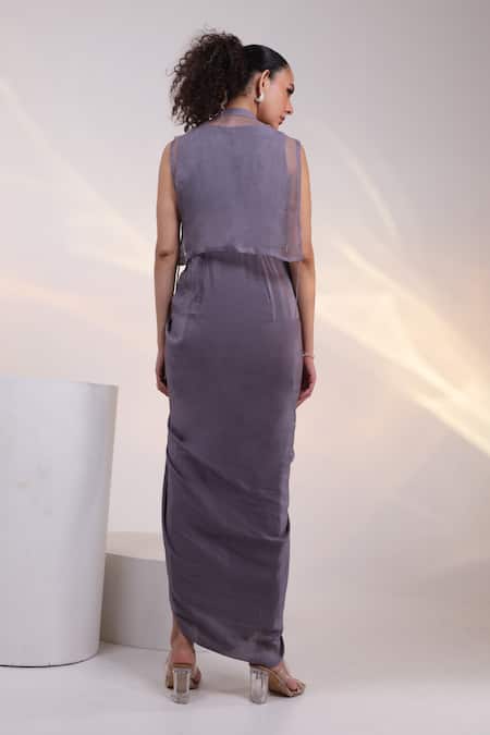 Smriti By Anju Agarwal Petal Strings Gown With Cape 