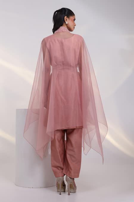 Smriti By Anju Agarwal Nyra Applique Work Cape & Kurta Set 