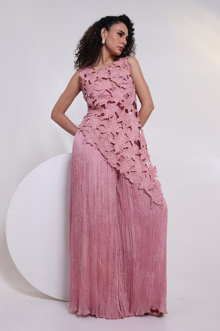 Smriti By Anju Agarwal Bloom Drift Floral Overlay & Pant Set 