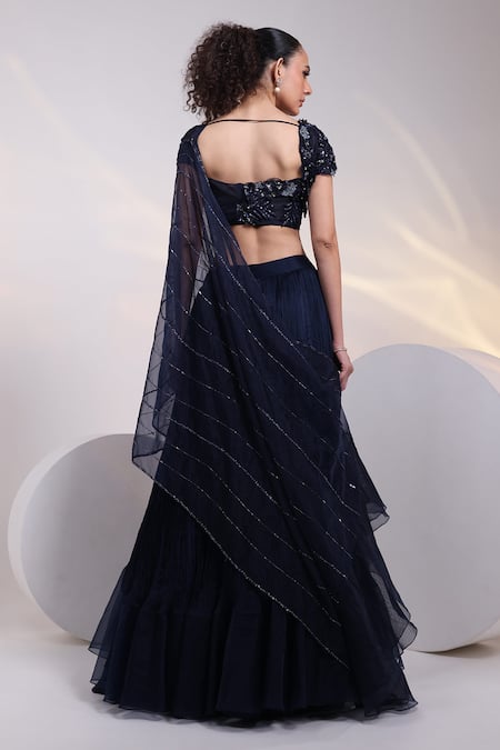 Smriti By Anju Agarwal Starfall Ruffle Pre-Draped Saree With Blouse 