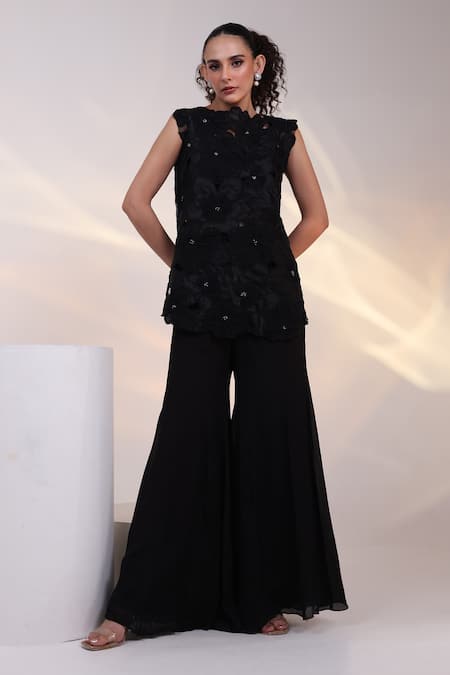 Smriti By Anju Agarwal Blackonaze Cape & Pant Set 