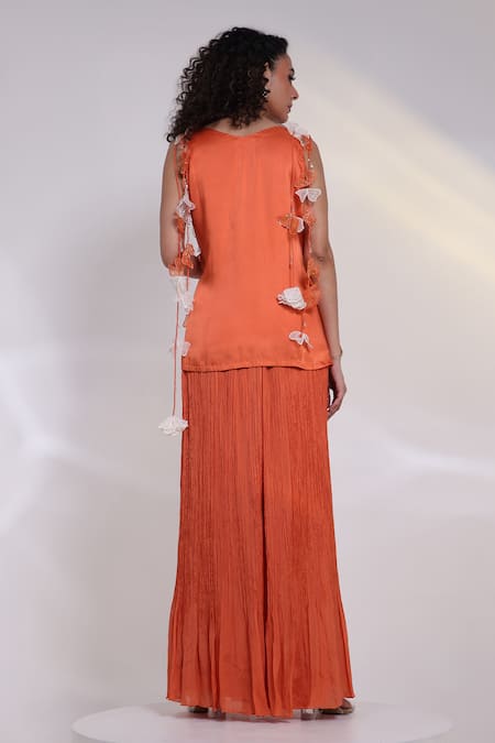 Smriti By Anju Agarwal Petal Cascade Top & Ruched Palazzo Set 