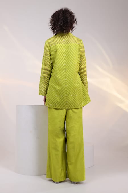 Smriti By Anju Agarwal Neon Glow Geometric Pattern Shirt & Pant Set 