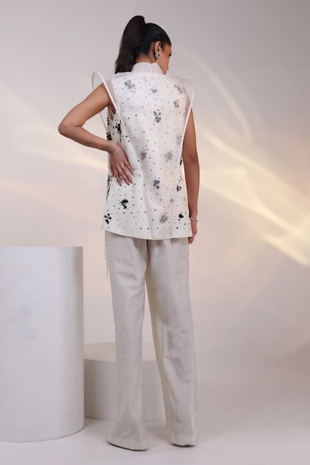 Smriti By Anju Agarwal Sequence Forest Jacket & Trouser Set 