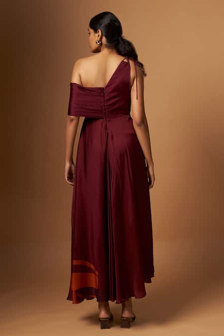 Vedika M Abstract Print One Shoulder Dress 