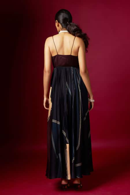 Vedika M Abstract Print Flowy Strap Dress 