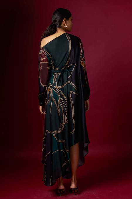 Vedika M Abstract Print V-Neck Draped Dress