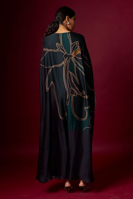 Vedika M Abstract Print Draped Kaftan 